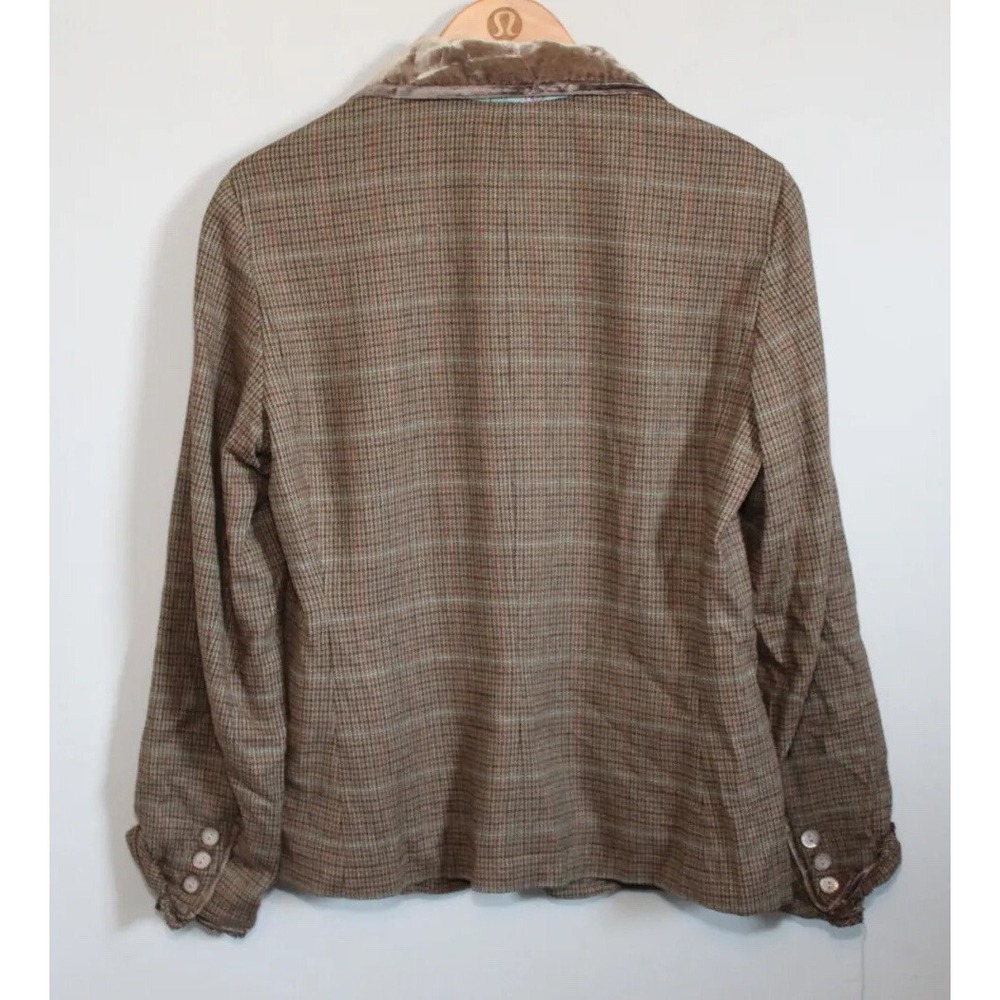 NWT J. Jill Plaid Houndstooth Velvet Trim Blazer Suit Jacket Brown Size 6 Fall - Picture 11 of 13